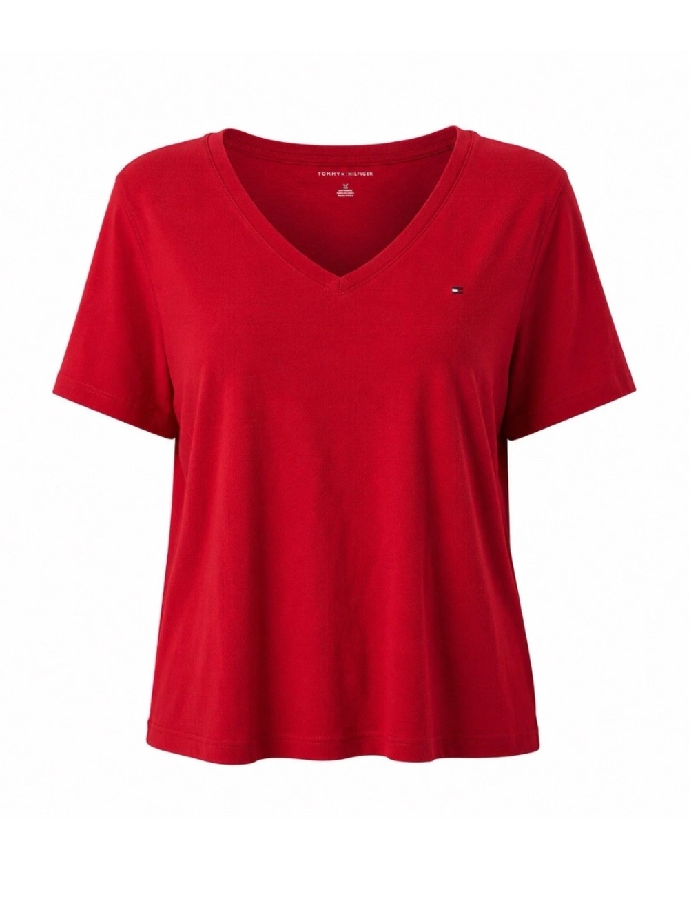 Tommy Hilfiger Red V Neck Tee Shirt Women’s 3X Classic Cotton Top